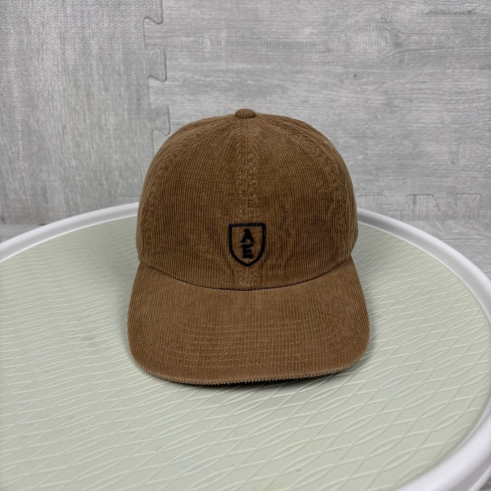 American Eagle Hat‎ Cap Strap Back Brown Corduroy Hiking Outdoors Clip